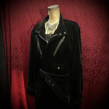 블랙 롱 코트 벨벳 벨트 포함 남성용 아우터