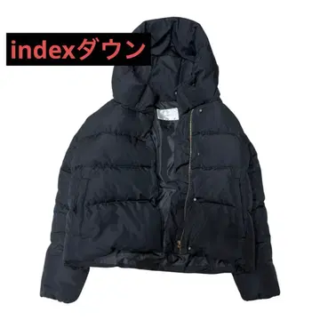 index 블랙 후드 부착 다운 자켓