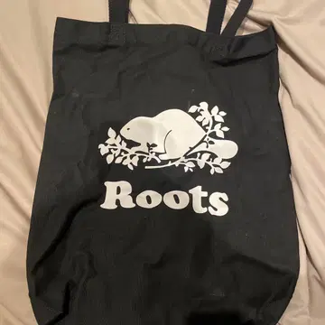Roots 블랙 토트백 비버 로고