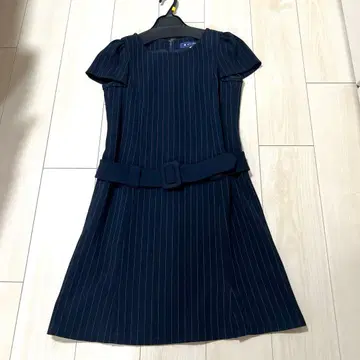 엠즈 그레이시 벨트 스트라이프 원피스 네이비