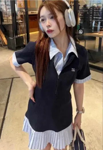 NICE CLAUP Nono 기획 반팔 플리츠 원피스