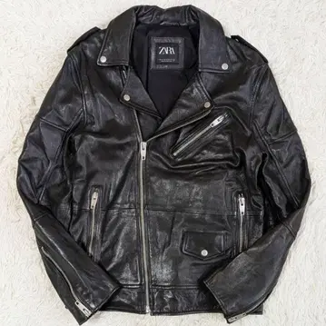 ZARA 자라 램 가죽 더블 라이더 자켓 양가죽 L 상당 블랙