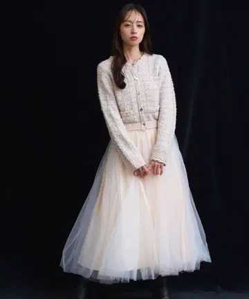 정가 19800엔 노엘라 새상품 15주년 트위드 튤 도킹 원피스