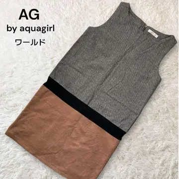 AG 바이 아쿠아걸 울 혼방 슬리브리스 바이컬러 원피스 세탁 가능
