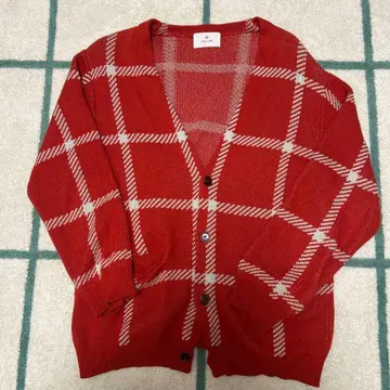 Sonny Label 빨간색 체크 무늬 가디건