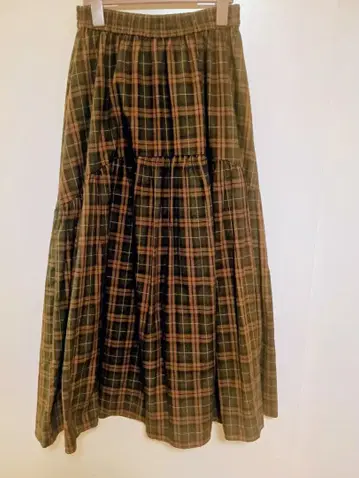 FREAK'S STORE 가을 컬러 체크 무늬 티어드 롱 스커트