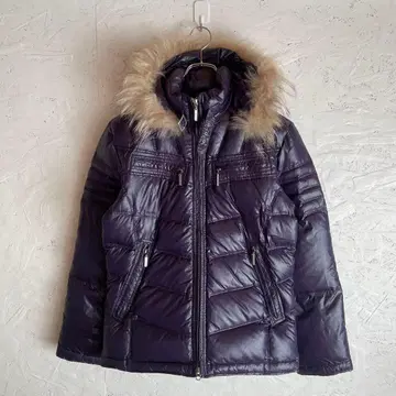 구제 00s Y2K 빈티지 퍼 달린 샤이니 다운 자켓