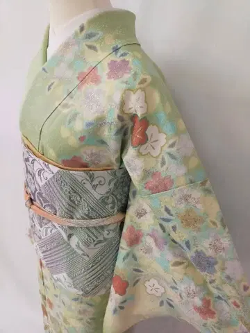 미사용 새상품 순수 실크 이중 기모노 수제화  호몬기