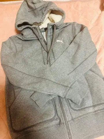 PUMA 플리스 라이닝 그레이 후드티