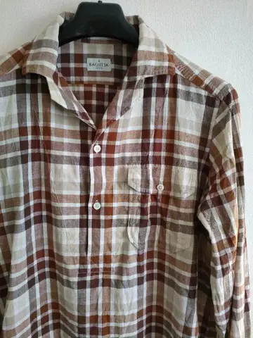 BAGUTTA 긴팔 셔츠 브라운 계열 체크 무늬