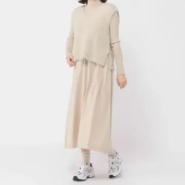 새상품 studio CLIP 샤기 베스트 x 니트 원피스