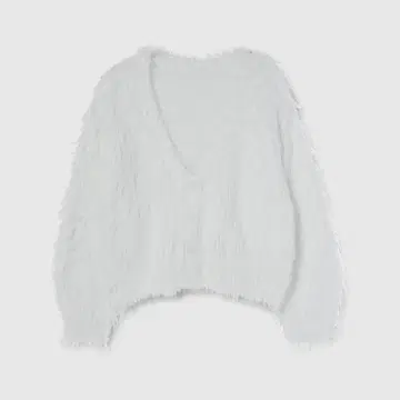 SeaRoomlynn 헤어리 샤기 V넥 가디건 화이트