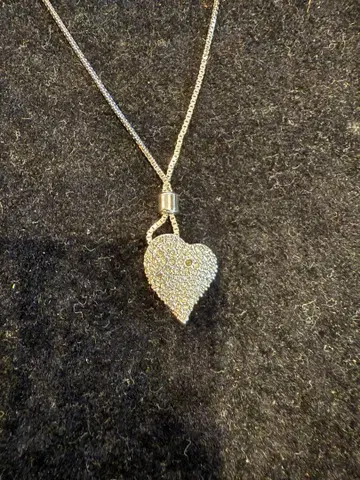 SWAROVSKI 목걸이 하트 파베 크리스탈 실버