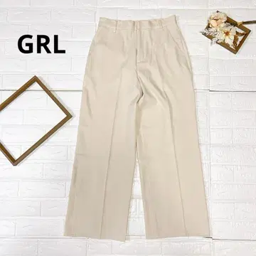 GRL / 그레일 세미 와이드 팬츠 M 화이트 롱 레그 심플