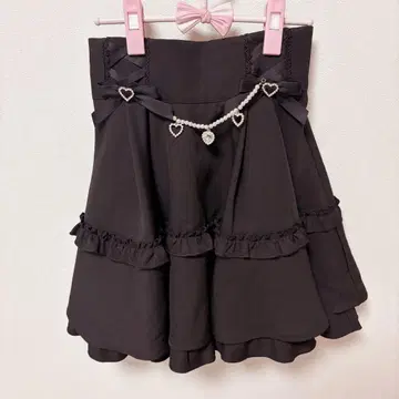 ROJITA 허리 레이스업 절개 플레어 스커트 블랙 로지타