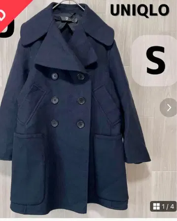 +J 유니클로 두꺼운 원단 더블 페이스  귀여운 빅 옷깃 네이비 S