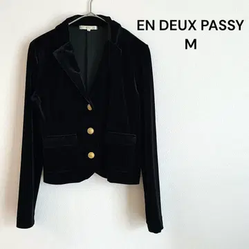 EN DEUX PASSY 벨로아 자켓 스트레치 골드 버튼 겉옷 M