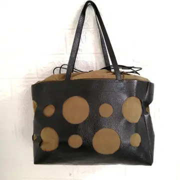 Ampersand 복조리 내부 가방 포함 도트 메쉬 가죽 토트백