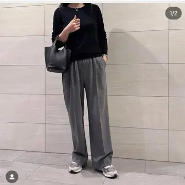 cccmalie 개더 와이드 팬츠 그레이