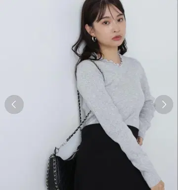 N. Natural Beauty Basic 그레이 리브 니트 긴팔