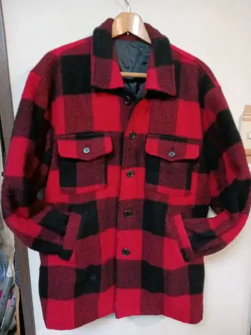 CPO 빨간색과 검은색 체크 플란넬 자켓