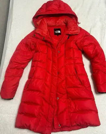새상품급 THE NORTH FACE 후드 부착 레드 빨간색 다운 자켓