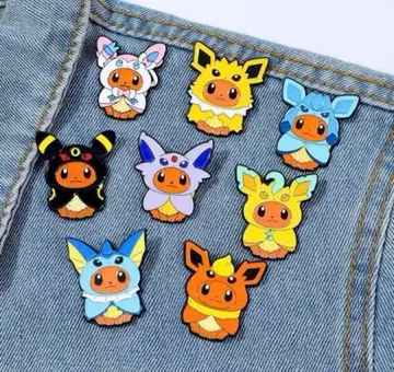 포켓몬 이브이 판초 부즈 핀 배지 8개