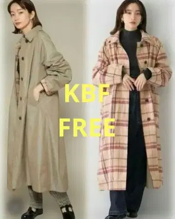 KBF 트렌치코트 체크 롱 코트