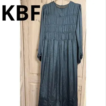KBF. 다크 블루 긴팔 롱 원피스 개더