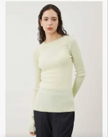 시어 라메 크루넥 니트 풀오버 (그린)