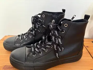ASH 블랙 하이컷 스니커즈