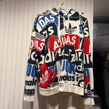 adidas 로고 프린트 후드티 M