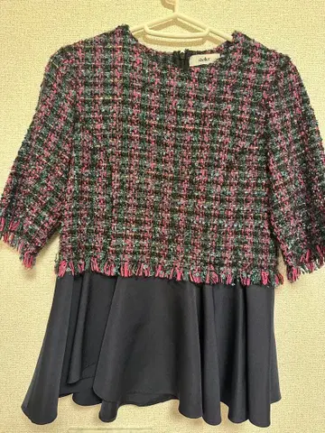 sheller 트위드 플레어 반팔 상의