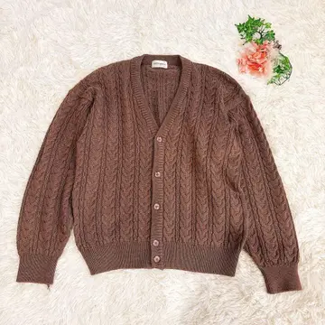 새상품급 레오나르 케이블 니트 가디건 브라운 L 사이즈