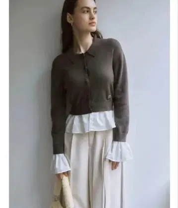 LAGUNAMOON 페플럼 도킹 니트 가디건