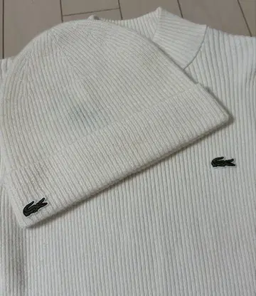 SNIDEL 스나이델 LACOSTE 라코스테 아이보리 니트 니트 모자