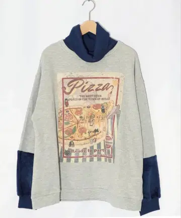 스칼라 143718 피자 패턴 아플리케 리브 x 플란넬 절개 풀오버