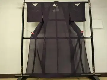 기모노 * 여름 아이템 이로무지 명주 깊은 보라색 순수 실크 일품 미사용