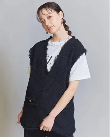 BEAUTY&YOUTH 유나이티드 애로우즈 트위드라이크 V넥 베스트