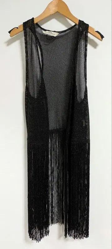 Bershka 메쉬 프린지 베스트 S 블랙