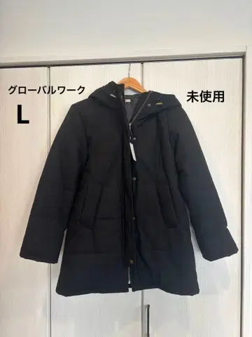 미사용품 글로벌 워크 후드 부착 코트 블랙