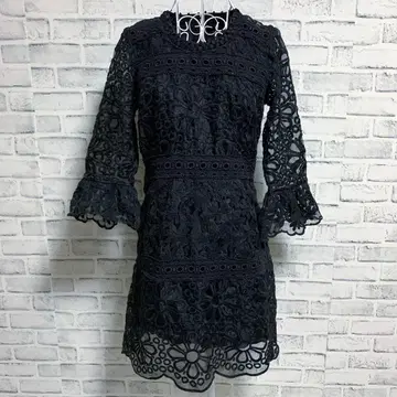 [ANNASUI] 안나수이 꽃무늬 레이스 블랙 튜닉 원피스