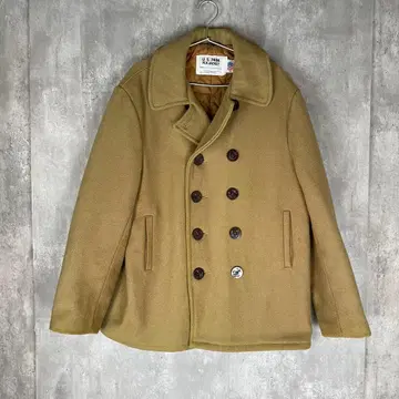 [ USA 제조 ] Schott 샷 울 베이지 피 코트 더블 브레스트