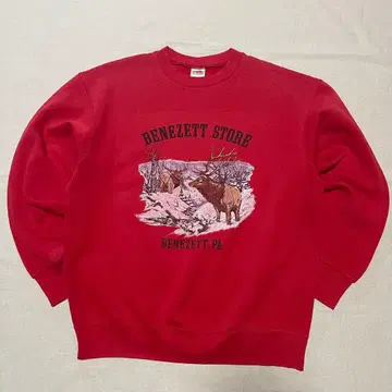 90s 프룻 오브 더 룸 애니멀 맨투맨 트레이닝복 빨간색 레드 사슴