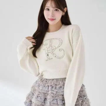 Darich DR 비쥬 볼륨 리브 니트탑 화이트