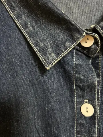 다크 데님 롱 절개 원피스