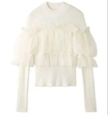 SNIDEL 튤 오프숄더 도킹 니트 풀오버