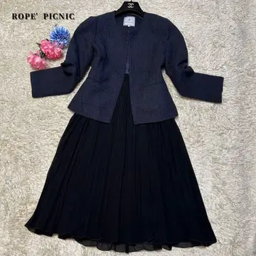 [ 새상품급 ] 로페피크닉 트위드 노카라 자켓 플리츠 스커트 L 상당
