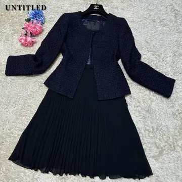 [ 새상품급 ] 언타이틀 노카라 트위드 자켓 마마 스커트 수트 S 사이즈
