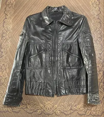 블랙 가죽 싱글 라이더 자켓